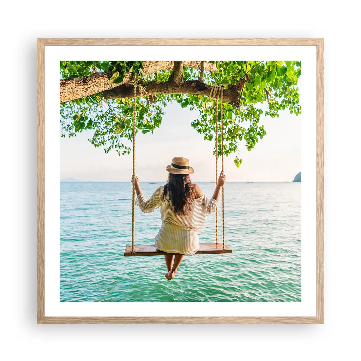Poster in light oak frame - Life Is Beautiful - 60x60 cm