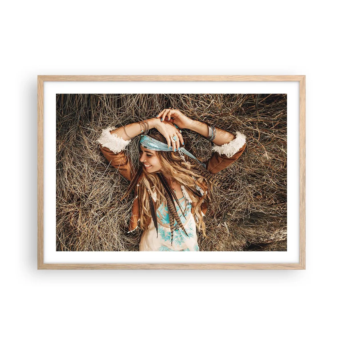 Poster in light oak frame - On the Way to the Summer of Love - 70x50 cm