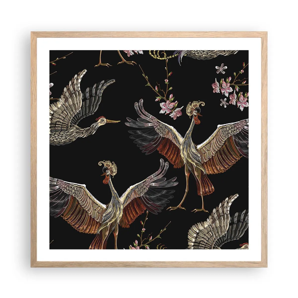 Poster in light oak frame - Fairy Tale Bird - 60x60 cm