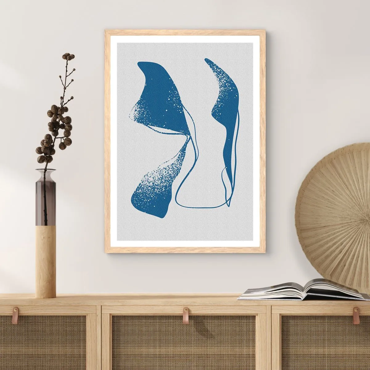 Poster in light oak frame - Abstract with Wings - 70x100 cm