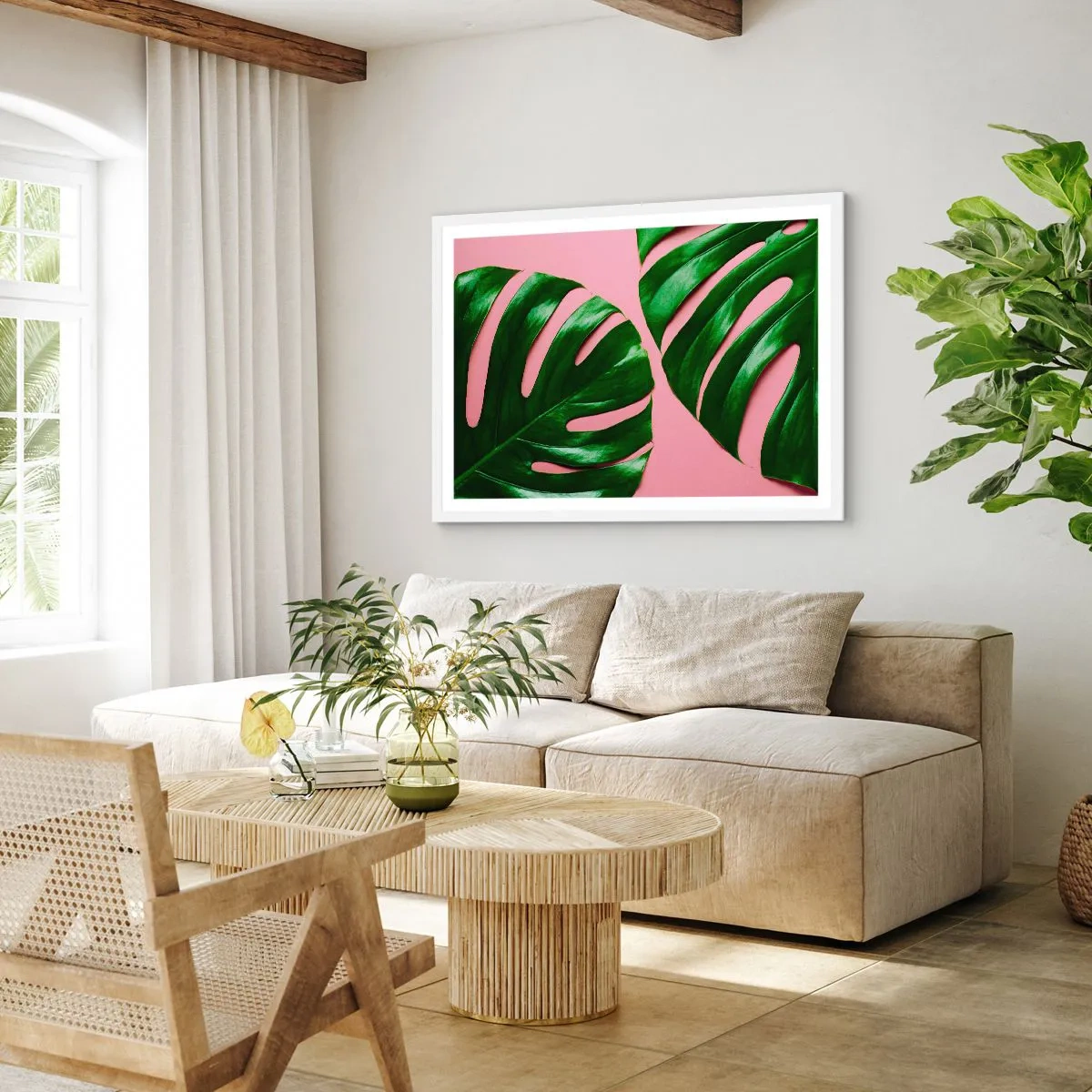 Poster in white frmae - Green Rendezvous - 100x70 cm