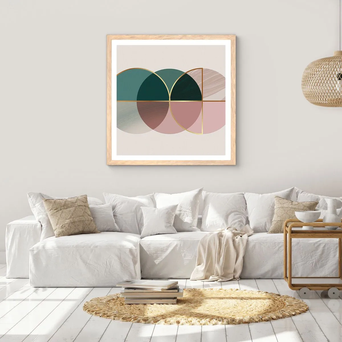 Poster in light oak frame - Circle after Circle - 60x60 cm