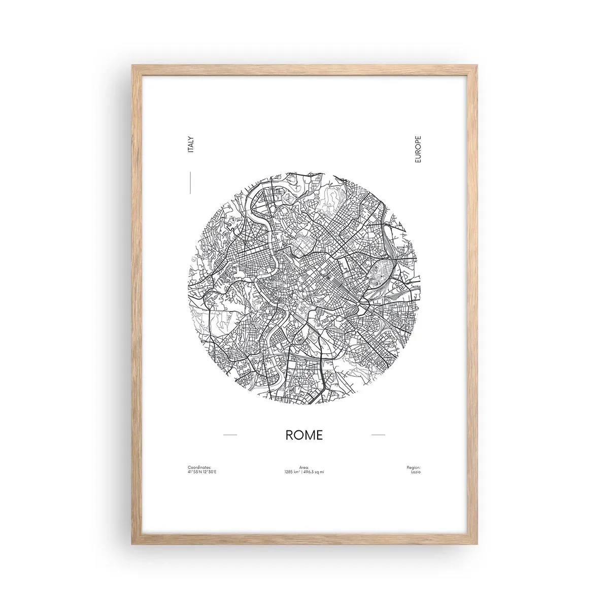 Poster in light oak frame - Anatomy of Rome - 50x70 cm