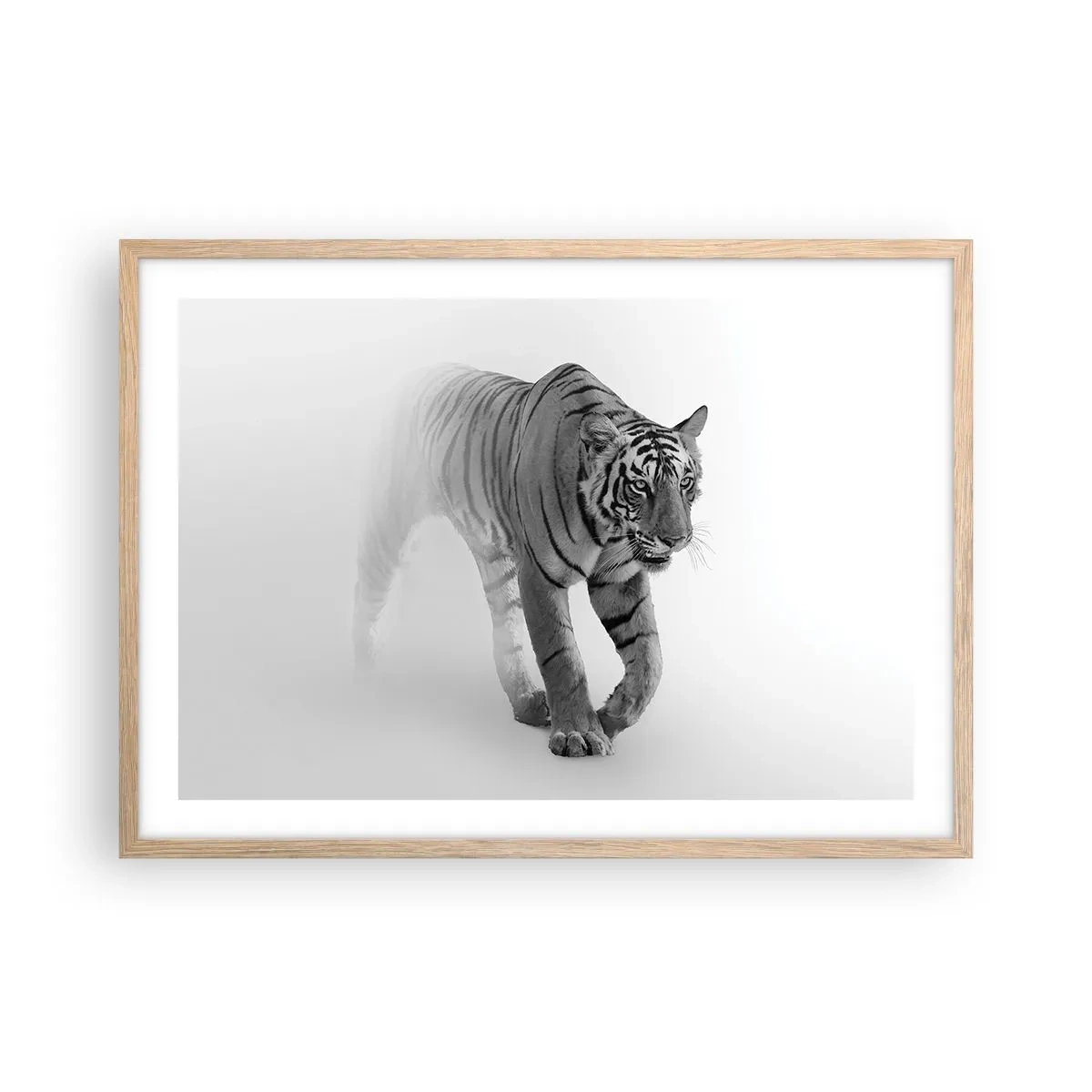 Poster in light oak frame - Crouching in Fog - 70x50 cm