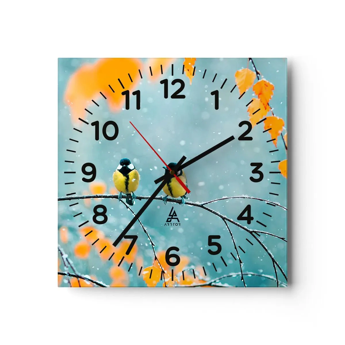 Wall clock - Clock on glass - Birdy Gossip - 30x30 cm