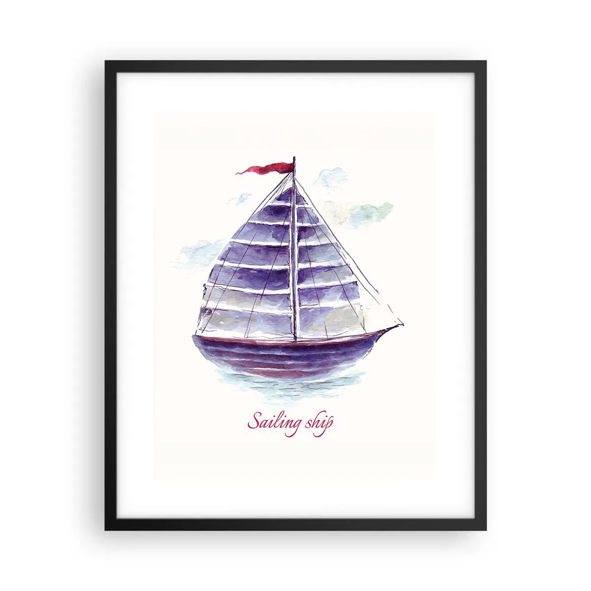 Poster in black frame - Full Sails And Calm Waters - 40x50 cm