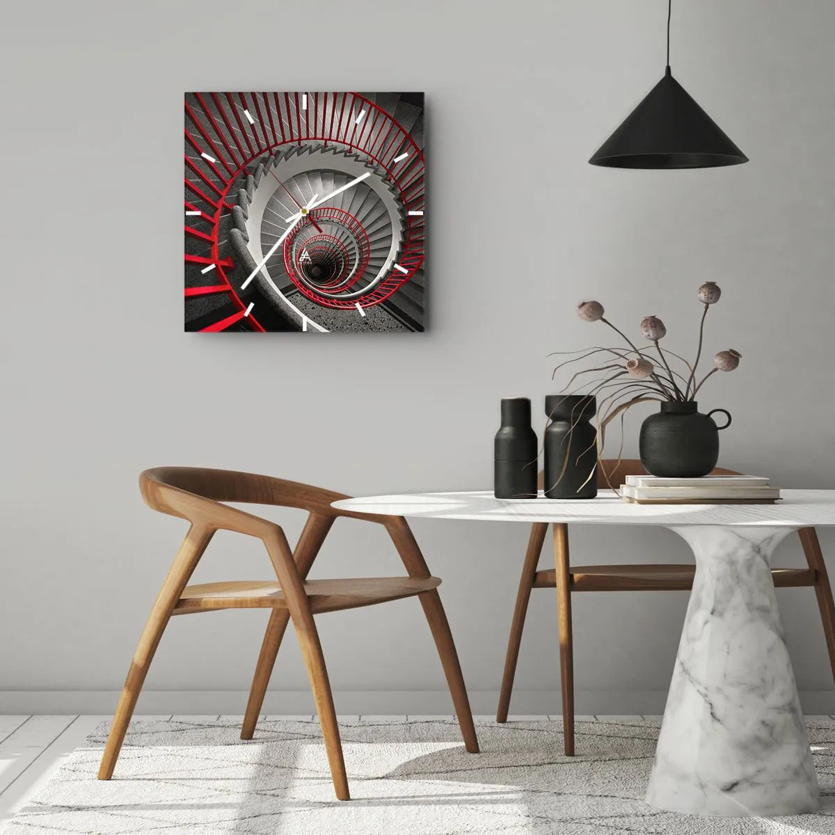 Wall clock - Clock on glass - Games of Architecture - 40x40 cm