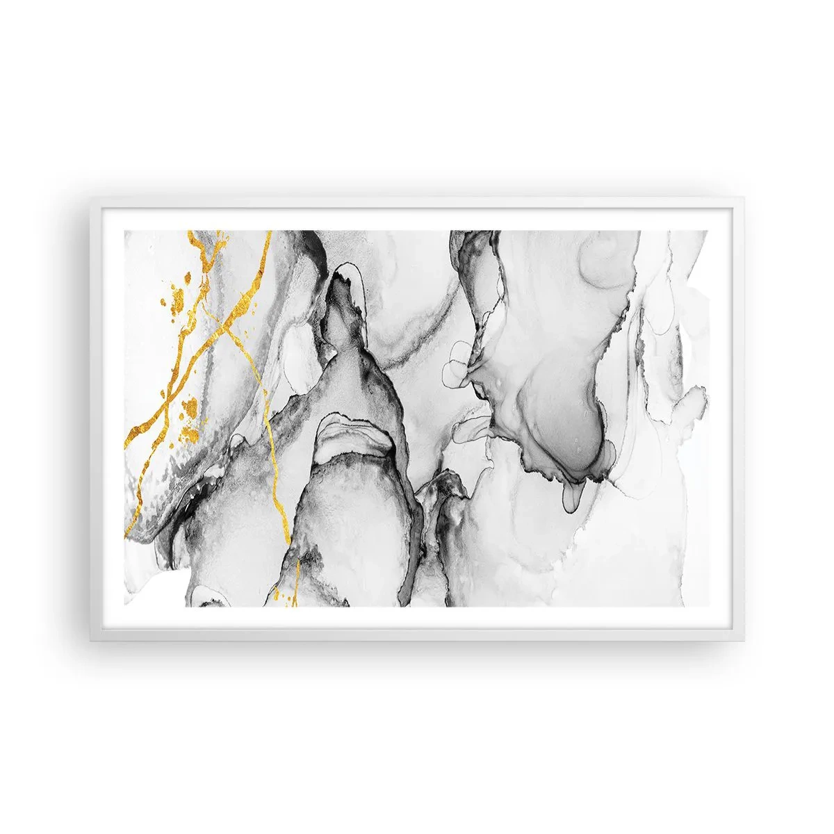 Poster in white frmae - Composition with a Golden Motif - 91x61 cm
