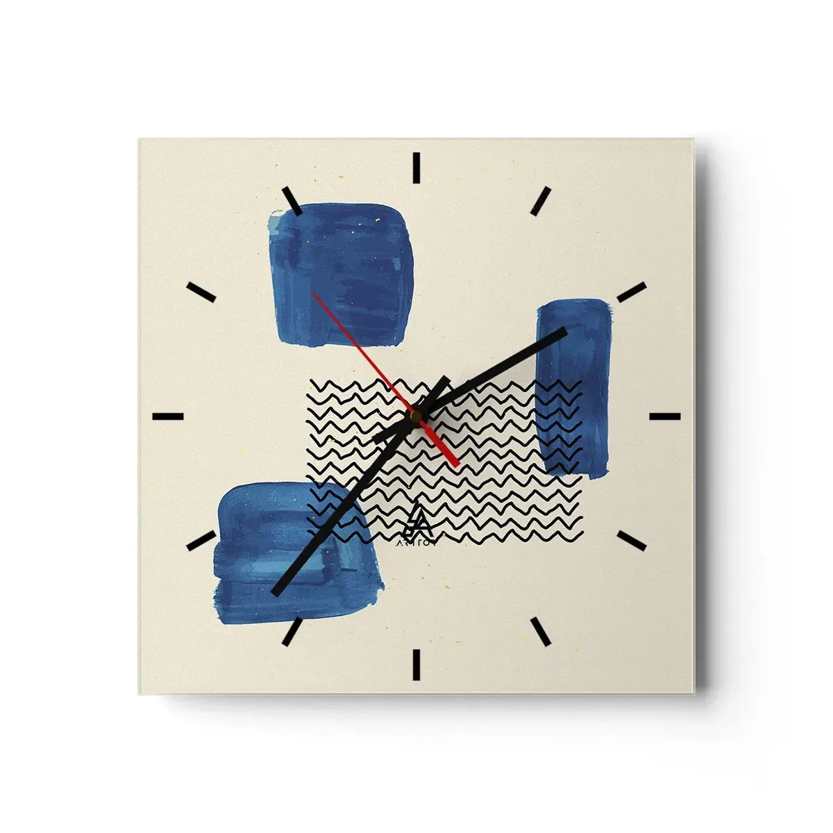 Wall clock - Clock on glass - Abstract Quartet - 30x30 cm