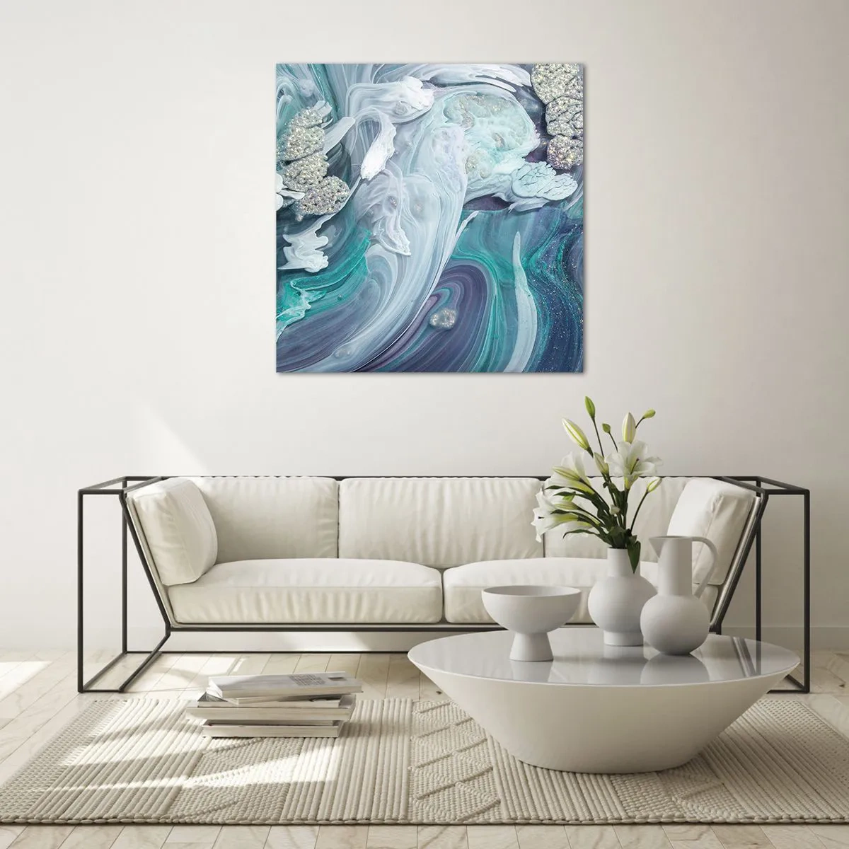 Glass picture - Currents of Blue - 50x50 cm