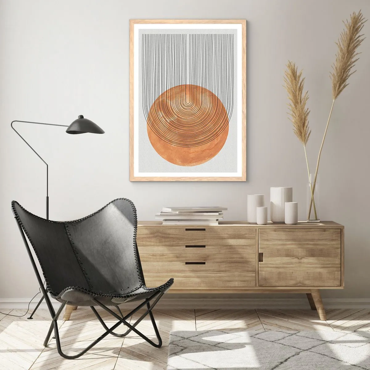 Poster in light oak frame - Sunny Composition - 70x100 cm