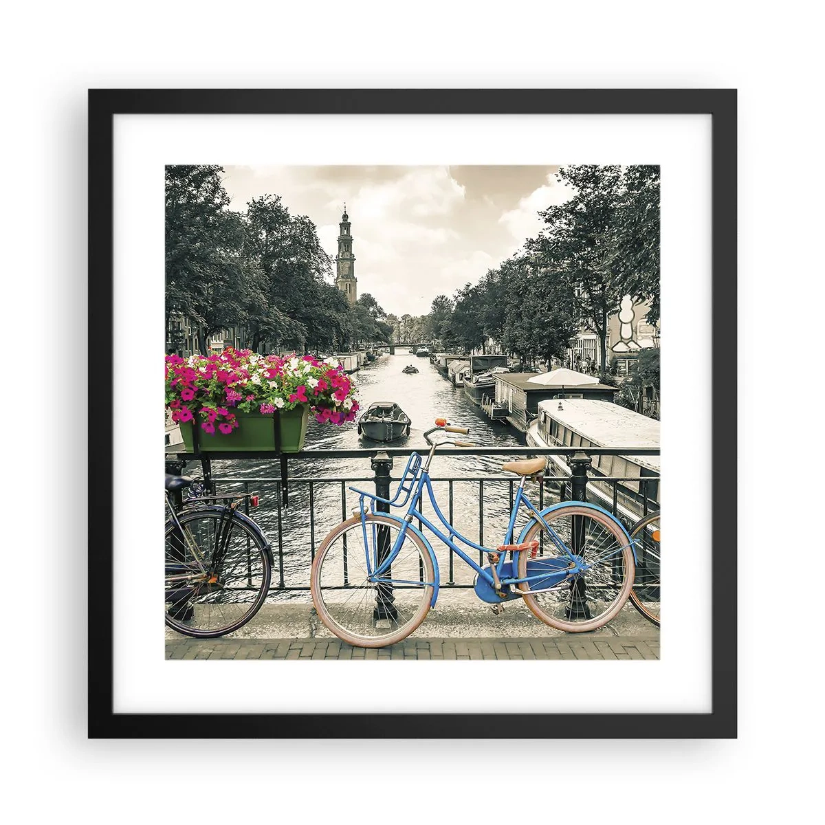 Poster in black frame - Colour of a Street in Amsterdam - 40x40 cm