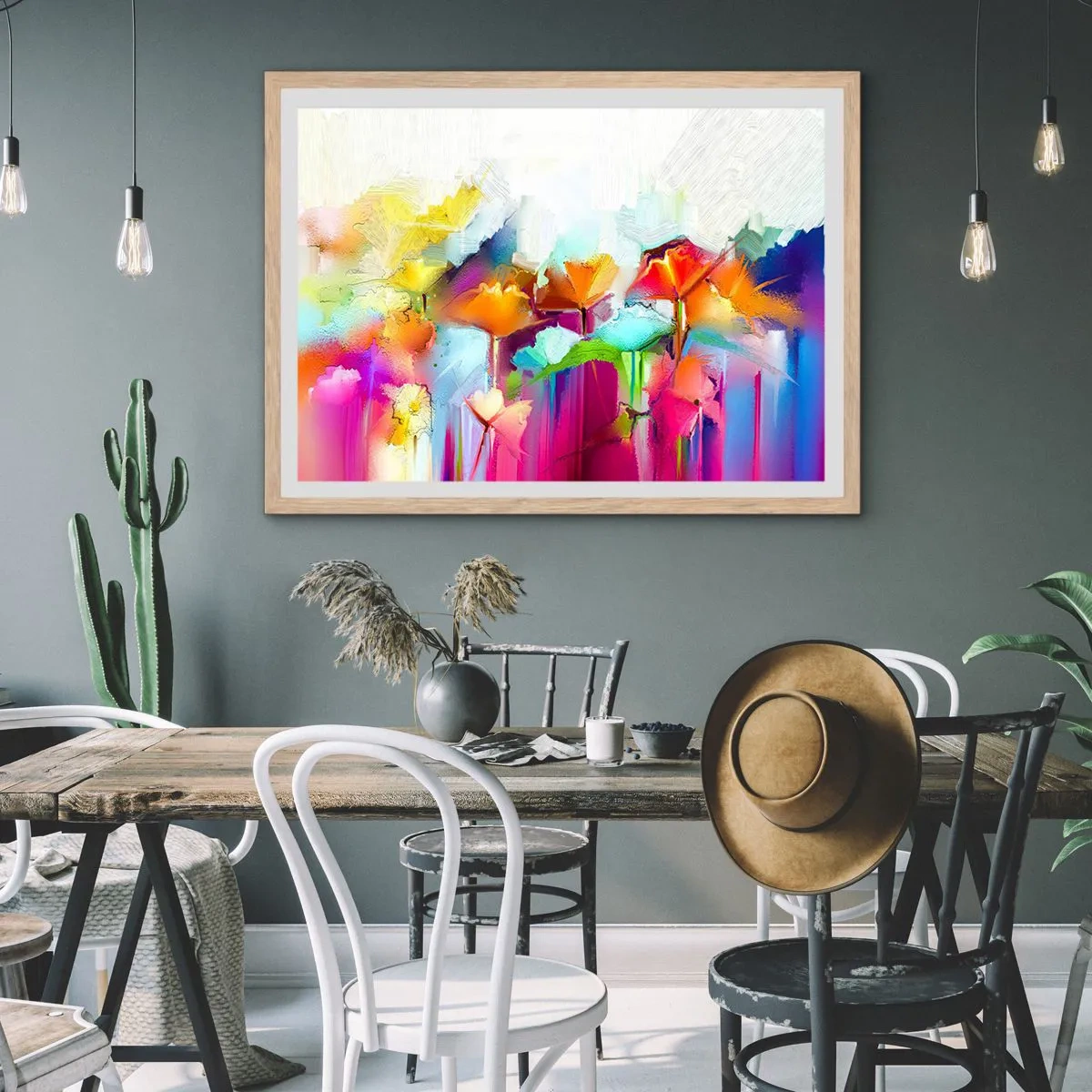 Poster in light oak frame - Rainbow Has Bloomed - 91x61 cm