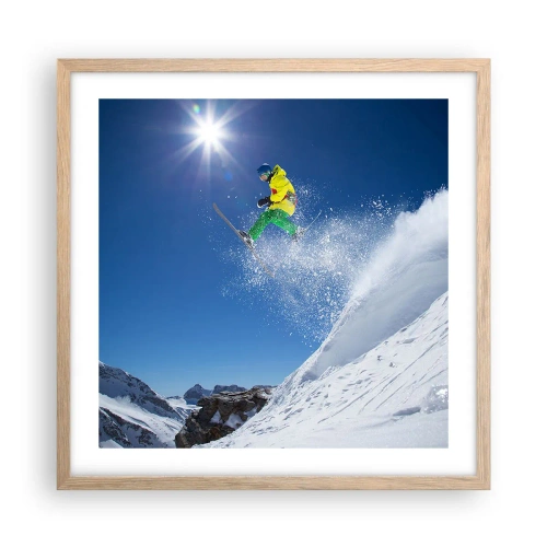 Poster in light oak frame - Dancing with the Mountains - 50x50 cm