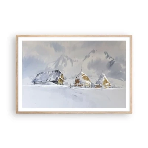 Poster in light oak frame - In a Snowy Valley - 91x61 cm