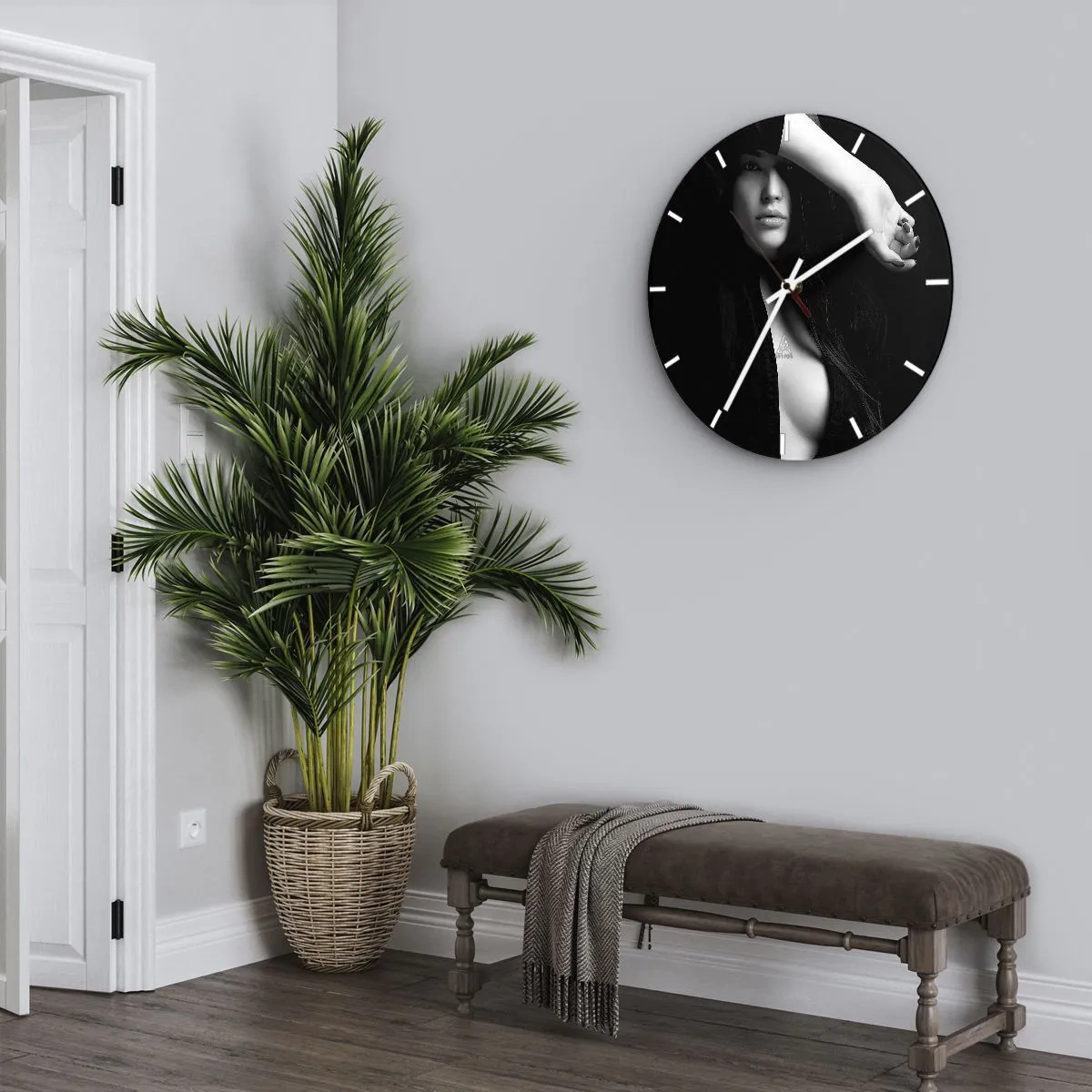 Wall clock - Clock on glass - School of Seduction - 40x40 cm