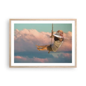Poster in light oak frame - Fun in the Clouds - 70x50 cm