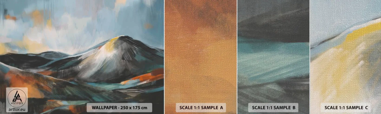 Photo Wallpaper Sample Premium Canvas - Raw and Beautiful - Piece, Mountains, Landscape - 100x30 cm