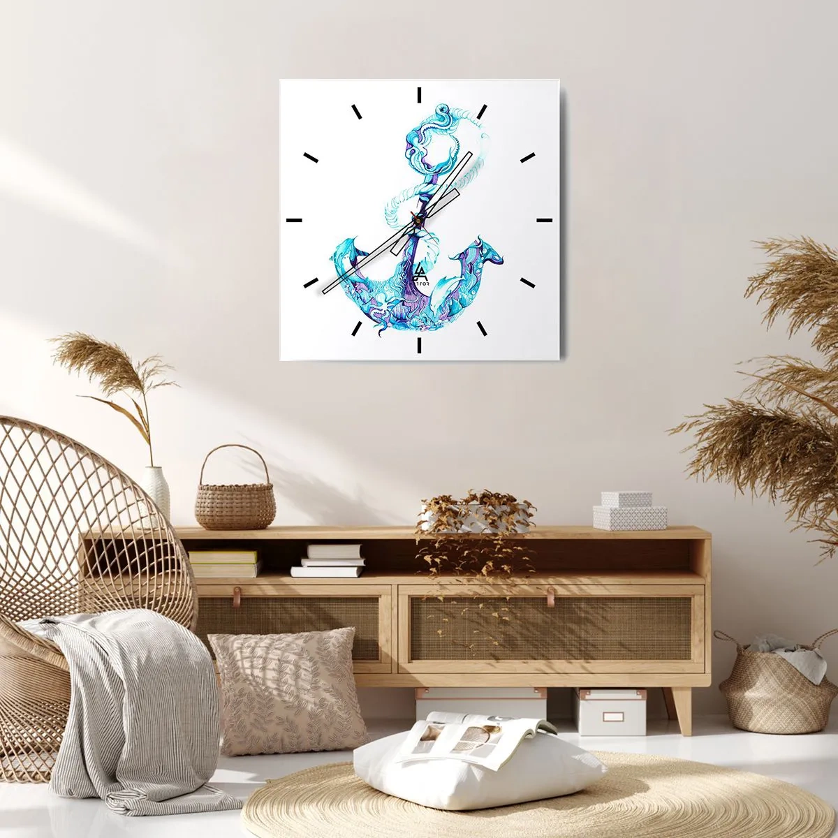 Wall clock - Clock on glass - Trustee of the Sea - 30x30 cm
