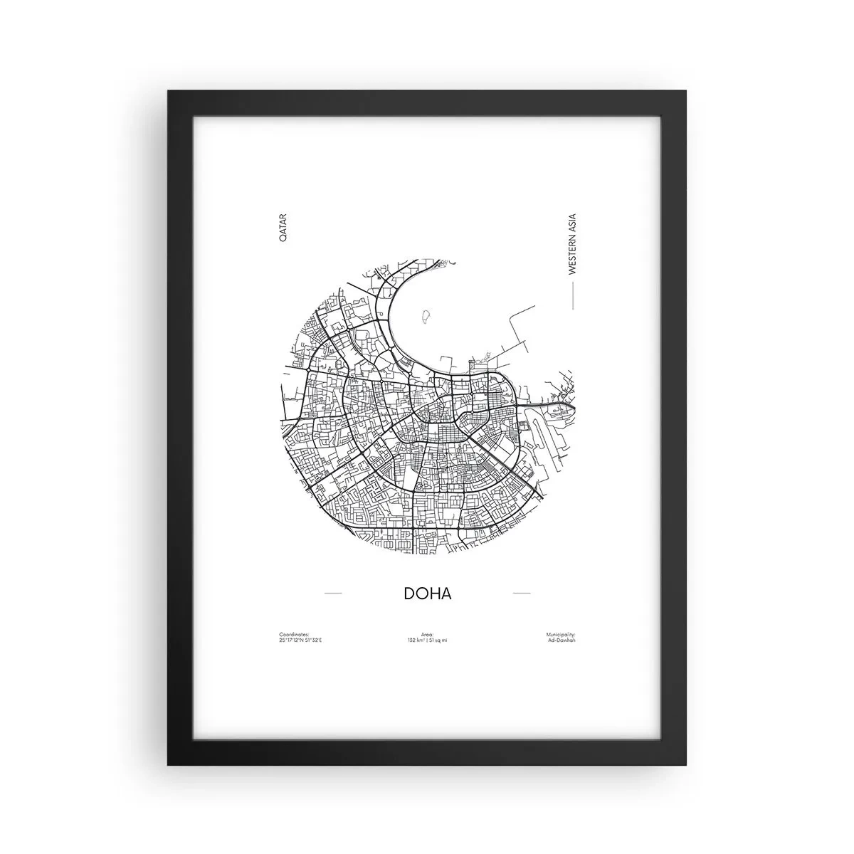Poster in black frame - Anatomy of Doha - 30x40 cm