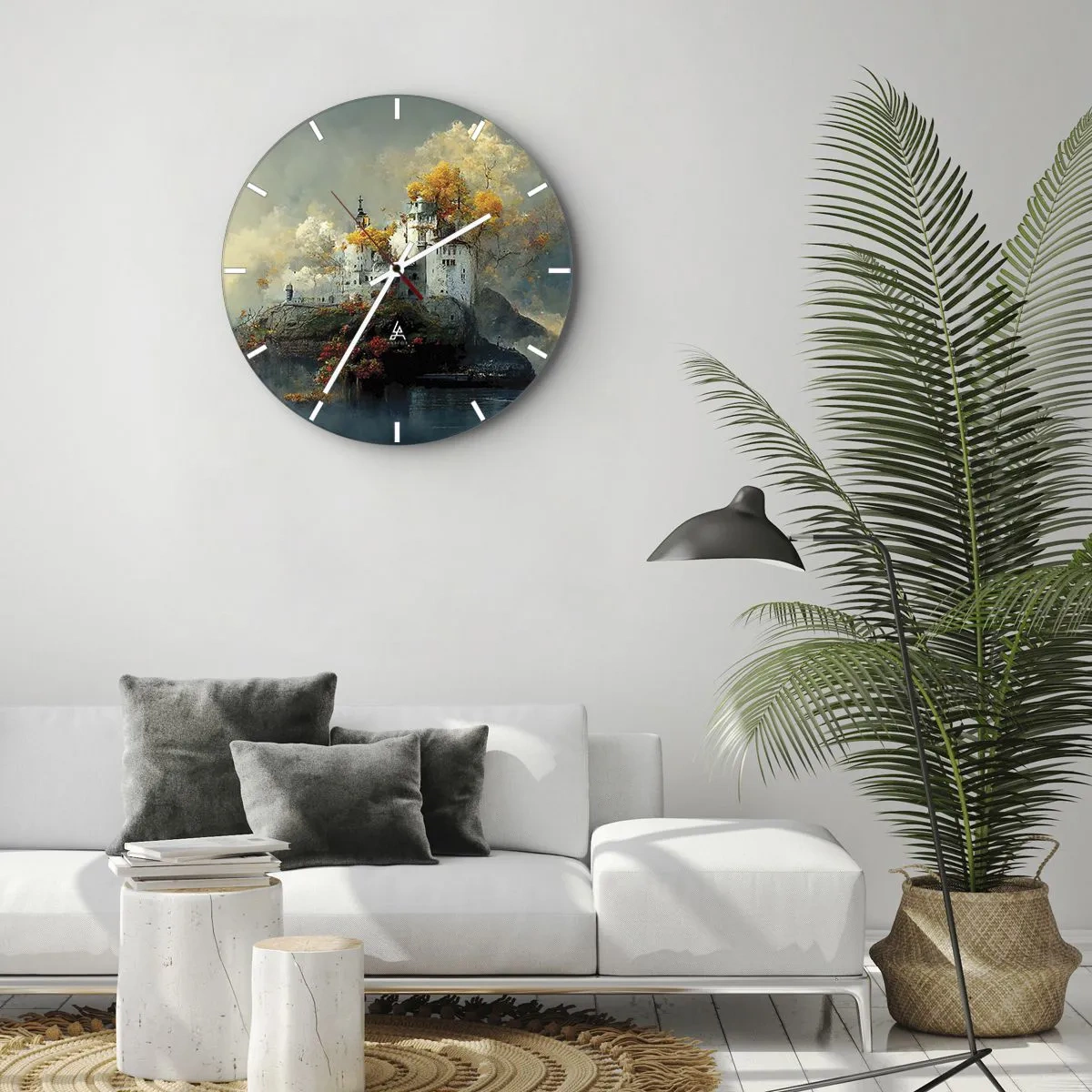 Wall clock - Clock on glass - Beginning of a Romantic Tale - 40x40 cm