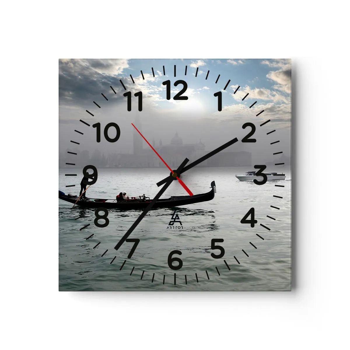 Wall clock - Clock on glass - Fairytale City from Water and Fog - 30x30 cm