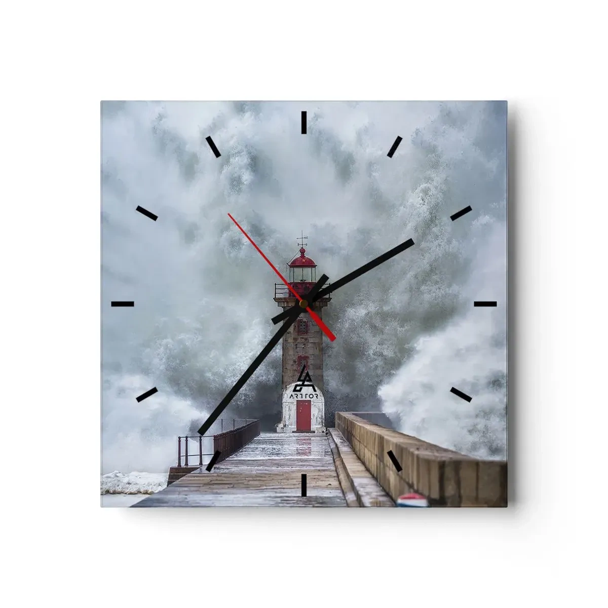Wall clock - Clock on glass - Roar of Waters, Whirr of the Wind - 40x40 cm