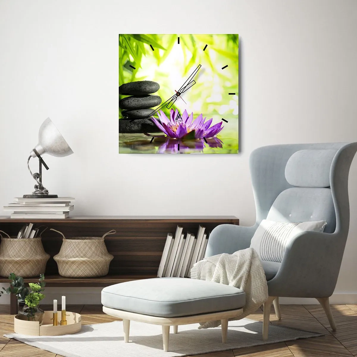 Wall clock - Clock on glass - In a Bamboo Grove - 40x40 cm