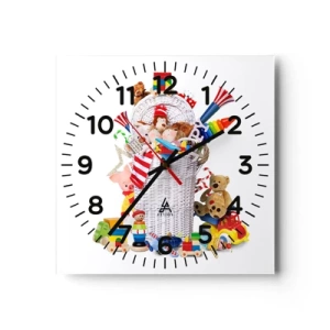 Wall clock - Clock on glass - Child's Toys - 30x30 cm