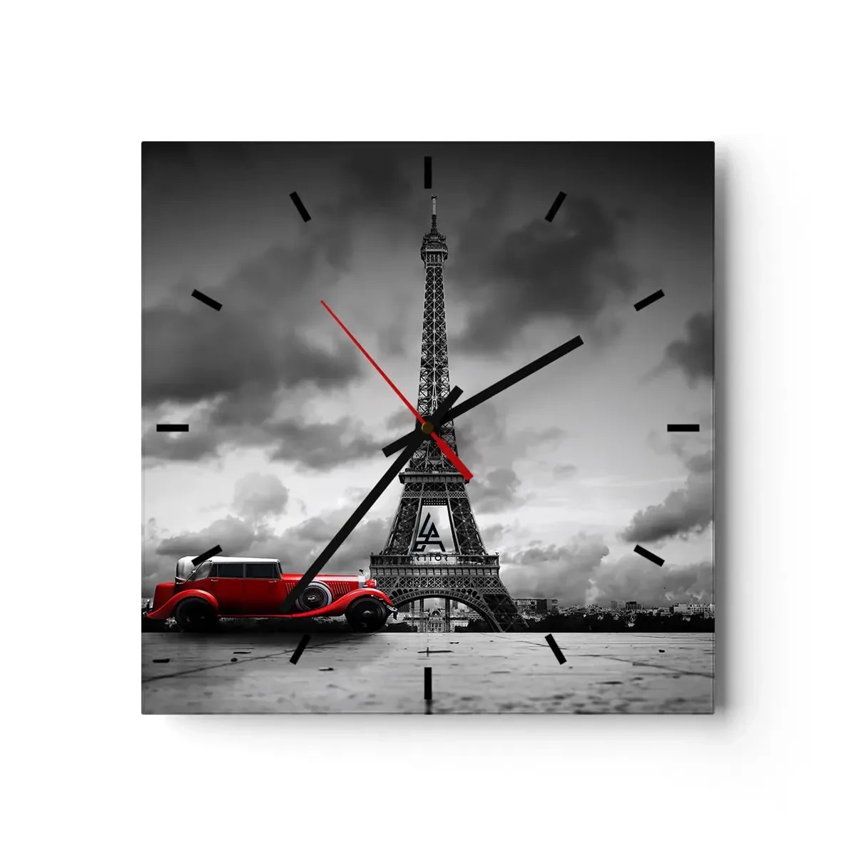 Wall clock - Clock on glass - Not So Long Ago in Paris - 30x30 cm