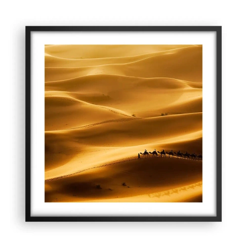 Poster in black frame - Caravan on the Waves of a Desert - 50x50 cm