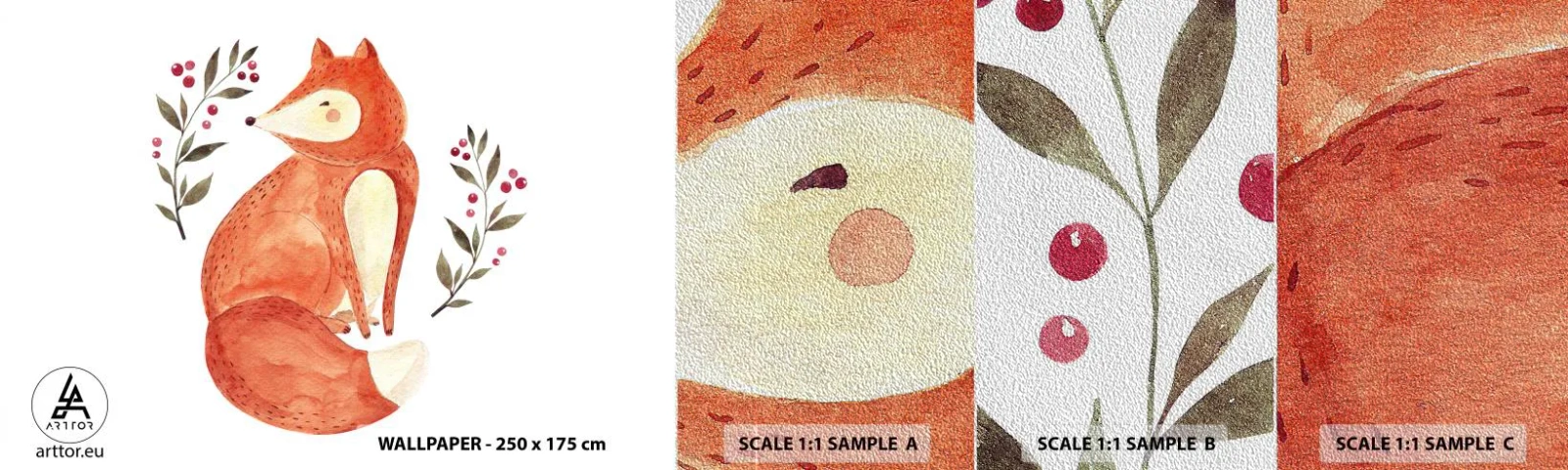 Photo Wallpaper Sample Premium Sand - Small Ginger - For children, Fox, Fairy tale - 100x30 cm