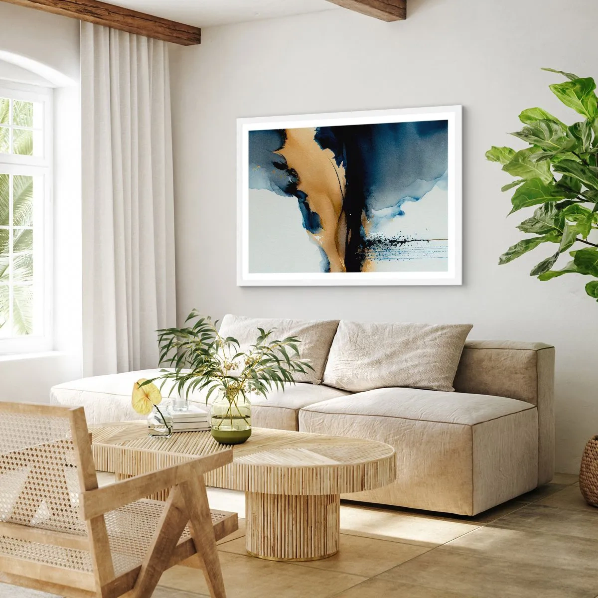 Poster in white frmae - Behind the Curtain - 100x70 cm