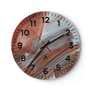 Wall clock - Clock on glass - Autumnal and Windy Abstract - 40x40 cm