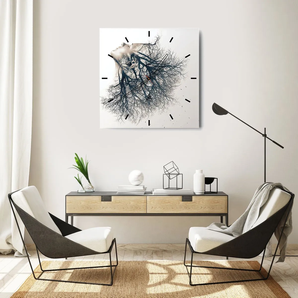 Wall clock - Clock on glass - Listening to the Whisper of the Trees - 40x40 cm