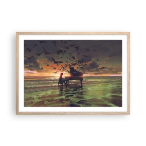 Poster in light oak frame - Concert for Piano and Waves - 70x50 cm