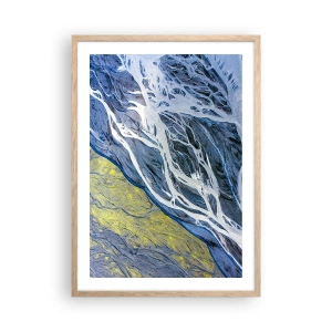 Poster in light oak frame - Cave Paintings of Nature - 50x70 cm