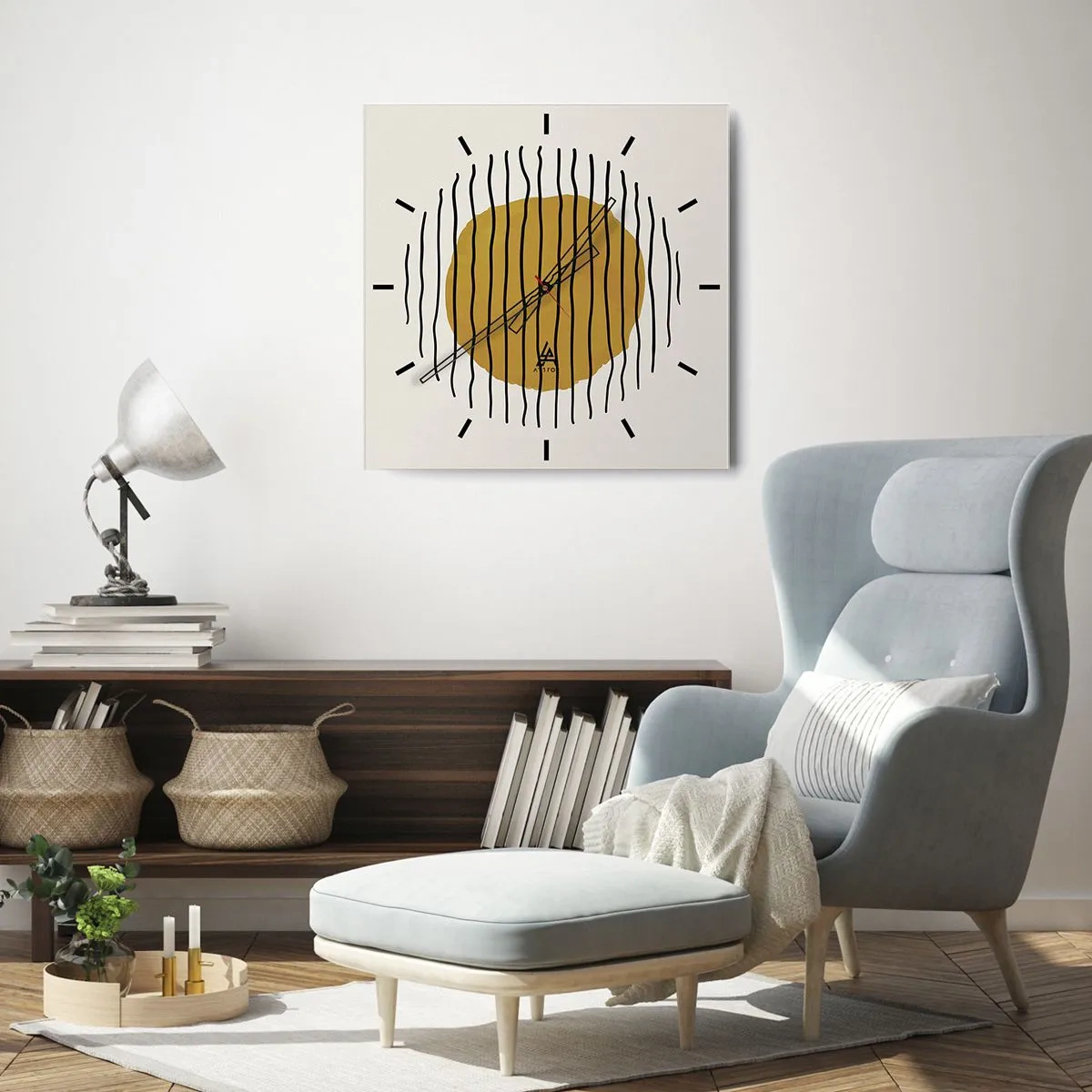 Wall clock - Clock on glass - Abstract Shivering from Heat - 30x30 cm
