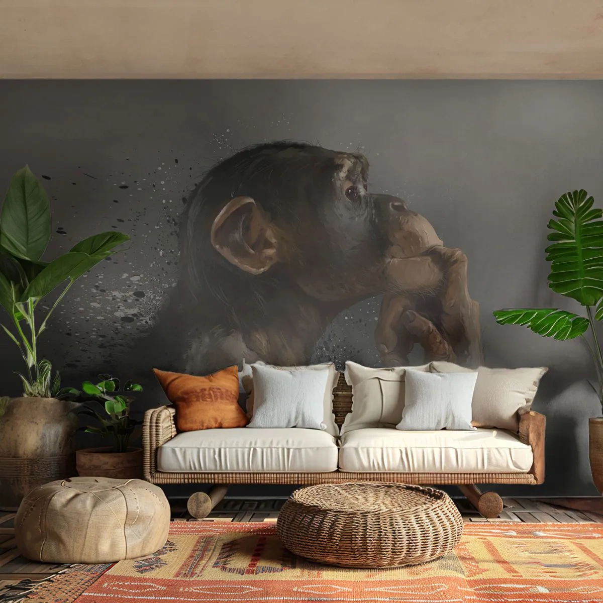 Self-Adhesive Photo Wallpaper Deluxe Sticker - Certainly a Thinker - Animals, Monkey, Piece - 450x315 cm