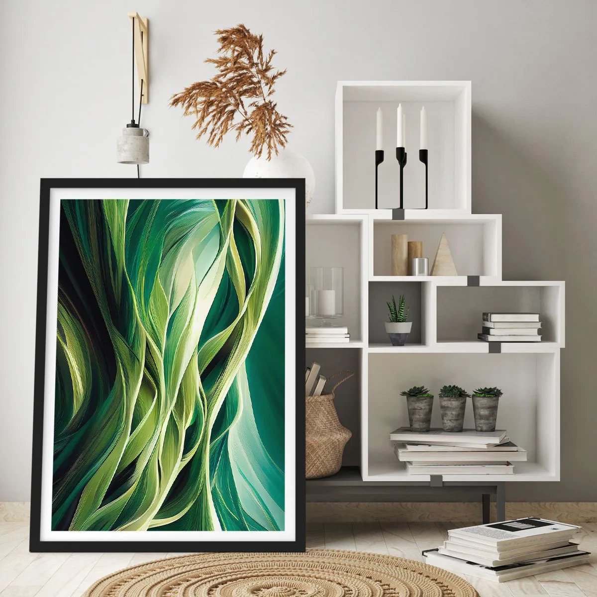 Poster in black frame - Abstract Playing Green - 61x91 cm