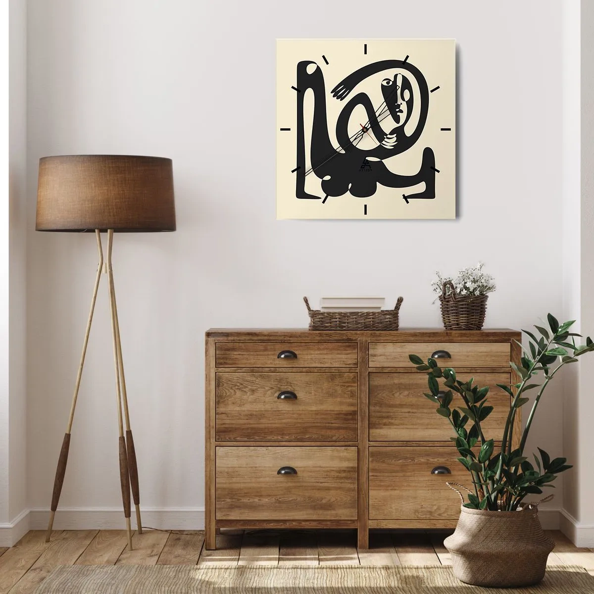 Wall clock - Clock on glass - Almost Picasso - 40x40 cm