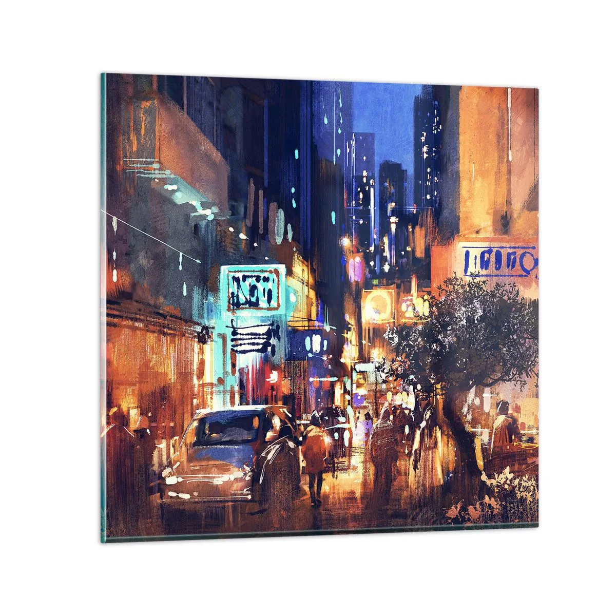 Glass picture - City Doesn't Sleep - 60x60 cm