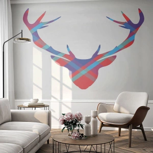 Self-Adhesive Photo Wallpaper Deluxe Sticker - Scottish Deer - Abstraction, Deer, Antlers - 200x140 cm