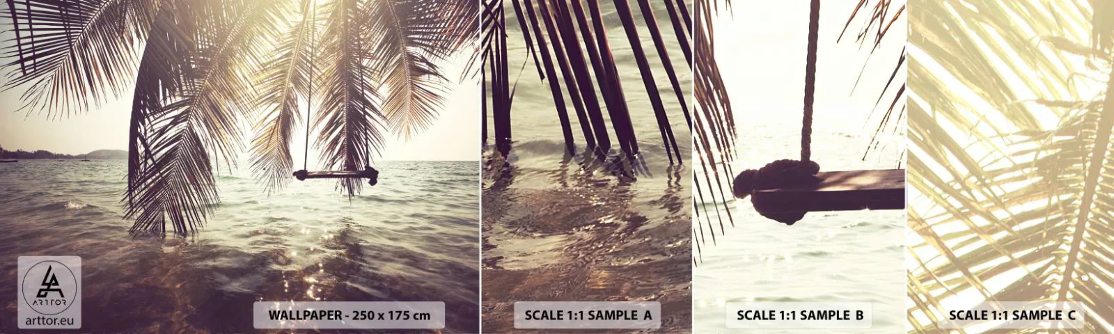 Photo Wallpaper Sample Standard Eco - You Can Dream as Much as You Wish - Landscape, Coconut Palm, Sea - 100x30 cm