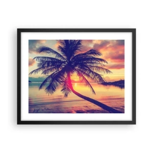 Poster in black frame - Evening under the Palm Trees - 50x40 cm
