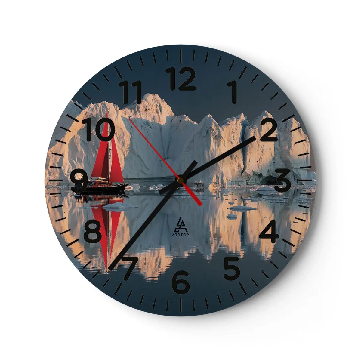 Wall clock - Clock on glass - On the Edge of the World - 30x30 cm