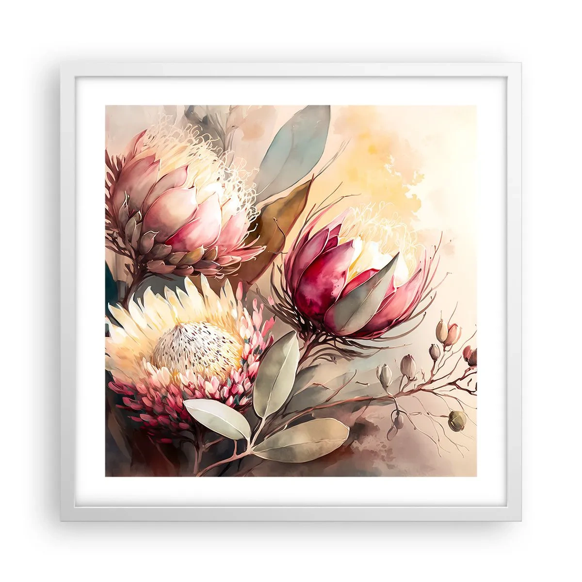 Poster in white frmae - Profile and En Face - 50x50 cm