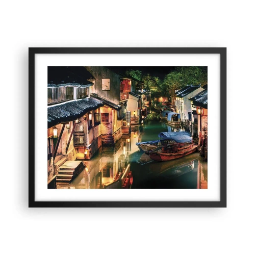 Poster in black frame - Evening on a Chinese Street - 50x40 cm