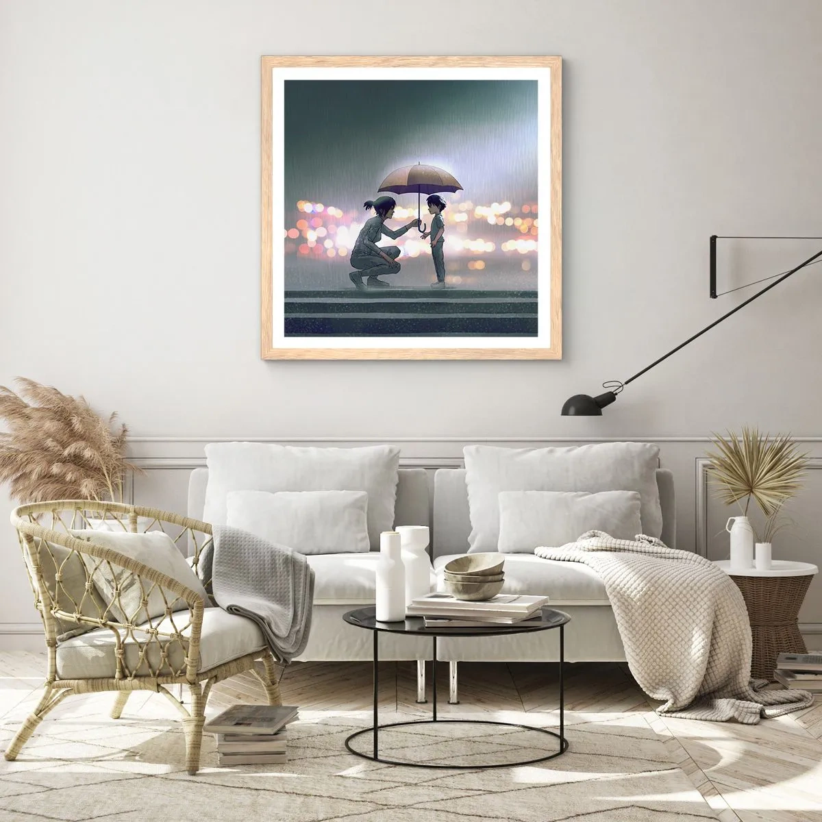 Poster in light oak frame - And Everything Is All Right - 60x60 cm