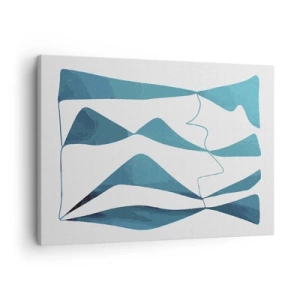 Canvas picture - Abstract shapes in shades of blue on a white background - 70x50cm - Abstract: Turquoise Relation - Modern wall decoration for the living room and bedroom ARTTOR